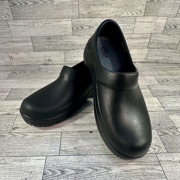 Crocs Shoes Womens Size 9 Black Dual Comfort Non Slip Work Clogs Chef Nursing - Picture 1 of 9